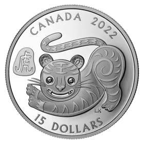 2022 Canadian $15 Lunar Year of the Tiger - 1 oz Fine Silver Coin - no outer beauty box