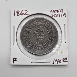 1862 Nova Scotia 1-Cent Large Penny Coin (F)