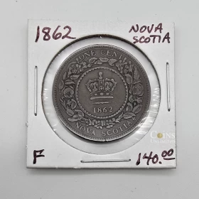 1862 Nova Scotia 1-Cent Large Penny Coin (F)