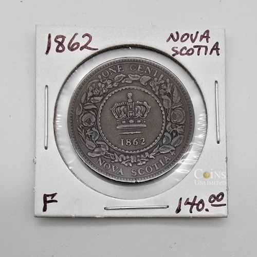 1862 Nova Scotia 1-Cent Large Penny Coin (F)