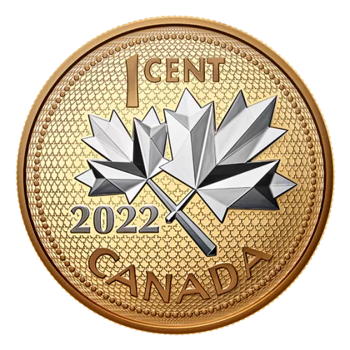 2022 Canadian 1-Cent 10th Anniversary of the Farewell to the Penny - 5 oz Fine Silver Reverse Gold-Plated Coin
