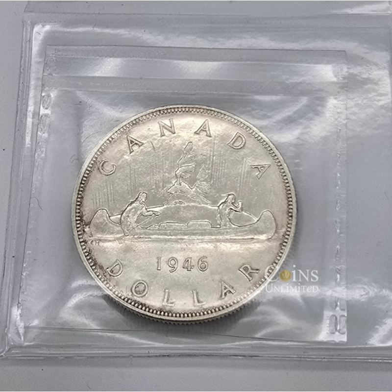 1946 Canada $1 Voyageur Silver Dollar Coin ICCS Graded MS-60
