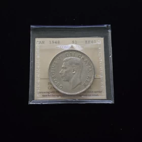 1948 Canadian $1 Voyageur Silver Dollar Coin ICCS Graded EF40