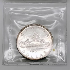 1951 Short Wave Line Canada $1 Voyageur Proof-like Uncirculated Silver Dollar Coin ICCS Graded PL-66