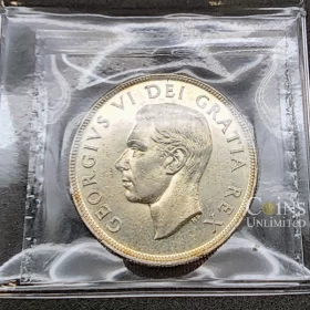 1952 TWO WATER LINES Canada $1 Voyageur Silver Dollar Coin ICCS Graded AU-55