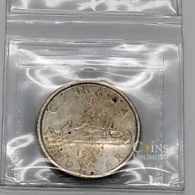 1955 ARNPRIOR/DIE BREAK Canada $1 Voyageur Silver Dollar ICCS Graded Coin AU-55