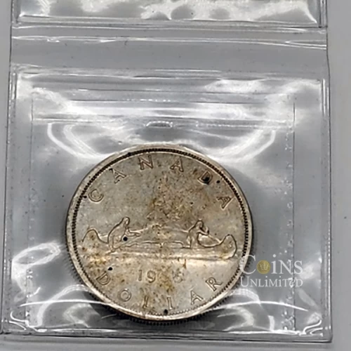 1955 ARNPRIOR/DIE BREAK Canada $1 Voyageur Silver Dollar ICCS Graded Coin AU-55
