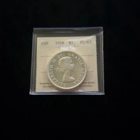 1958 (1858-) Canada $1 British Columbia Centennial Silver Dollar Coin ICCS Graded PL-63