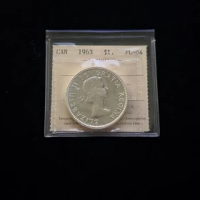 1963 Canadian $1 Voyageur Silver Dollar Coin ICCS Graded PL-64