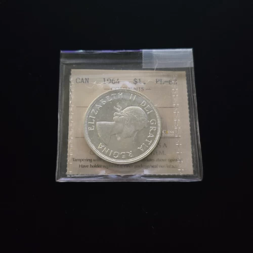 1964 Cameo Canada $1 Voyageur Silver Dollar Coin ICCS Graded PL-63