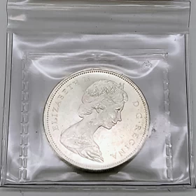 1965 Canadian $1 Voyageur Silver Dollar Coin ICCS Graded MS-63 LgeBds B1t 5