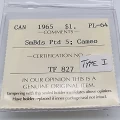 1965 Canadian $1 Voyageur Silver Dollar Coin ICCS Graded PL-64 SmBds Ptd 5 Cameo