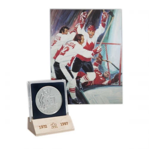 1997 (1972-) Canadian $1 Canada vs USSR (Russia) Hockey Series 25th Anniv Gift Pack With Coloured Print