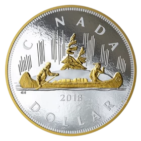 2018 Canadian $1 The Voyageur Dollar - 1 Kilo 99.99% Fine Silver Coin - light tarnishing around the frosting