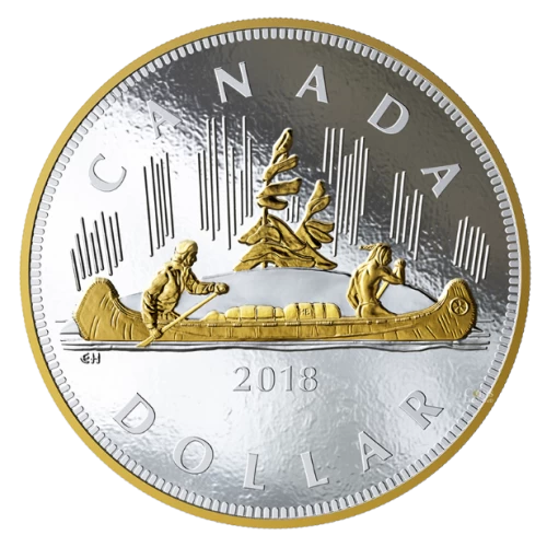 2018 Canadian $1 The Voyageur Dollar - 1 Kilo 99.99% Fine Silver Coin - light tarnishing around the frosting