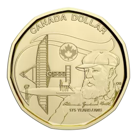 2022 Canadian $1 Birth of Alexander Graham Bell 175th Anniv Non-Coloured Loonie Dollar Coin (Brilliant Uncirculated)