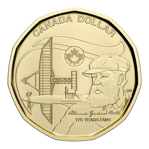 2022 Canadian $1 Birth of Alexander Graham Bell 175th Anniv Non-Coloured Loonie Dollar Coin (Brilliant Uncirculated)