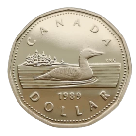 1989 Canadian $1 Common Loon Dollar Proof Coin