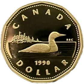 1990 Canadian $1 Common Loon Dollar Proof Coin
