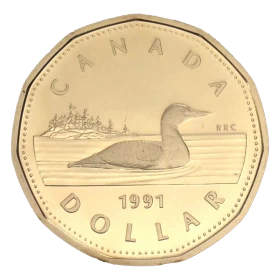 1991 Canadian $1 Common Loon Dollar Proof Coin