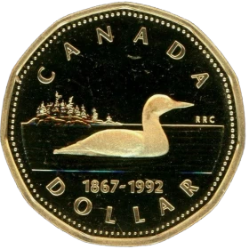 1992 (1867-) Canadian $1 Common Loon Dollar Proof Coin