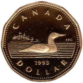 1993 Canadian $1 Common Loon Dollar Proof Coin