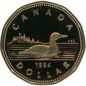 1994 Canadian $1 Common Loon Dollar Proof Coin