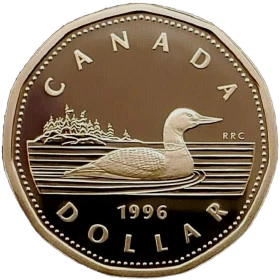 1996 Canadian $1 Common Loon Dollar Proof Coin