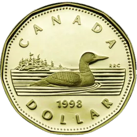 1998 Canadian $1 Common Loon Dollar Proof Coin