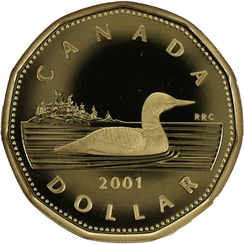 2001 Canadian $1 Common Loon Dollar Proof Coin