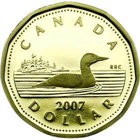 2007 Canadian $1 Common Loon Dollar Proof Coin