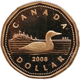 2008 Canadian $1 Common Loon Dollar Proof Coin