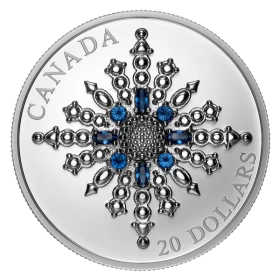 2024 Canadian $20 Sapphire Jubilee Snowflake Brooch 1 oz Fine Silver Coin