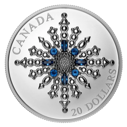 2024 Canadian $20 Sapphire Jubilee Snowflake Brooch 1 oz Fine Silver Coin