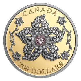 2025 Canada $200 Crown Jewels Series: Williamson Diamond Brooch Pure Gold with Tourmaline and Diamonds Coin