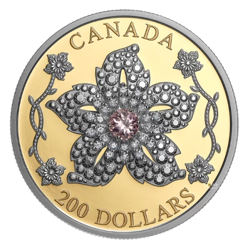 2025 Canada $200 Crown Jewels Series: Williamson Diamond Brooch Pure Gold with Tourmaline and Diamonds Coin