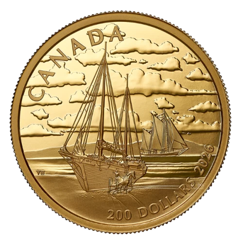 2026 Canada $200 Tall Ships: Ketch Rig - 99.99% Pure Gold Coin