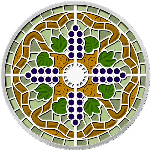 2014 Canadian $20 Stained Glass: Casa Loma - 1 oz Fine Silver Coloured Coin (coin is toned)