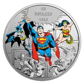 2016 Canadian $20 DC Comics™ Originals: The Trinity - 1 oz Fine Silver Coin - lightly tarnished