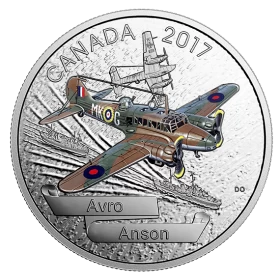 2017 Canadian $20 Aircraft of The Second World War: Avro Anson - 1 oz Fine Silver Coloured Coin