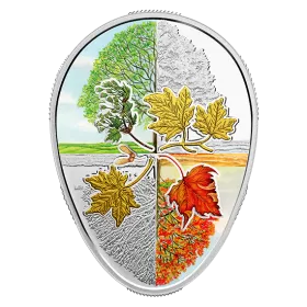 2018 Canadian $20 Four Seasons of the Maple Leaf Egg-shaped 1 oz Fine Silver Gold-plated Coin