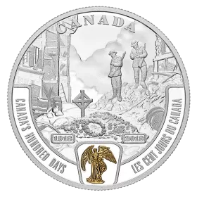 2018 Canadian $20 First World War Battlefront Series: Canada’s Hundred Days - 1 oz Fine Silver & Gold-plated Coin