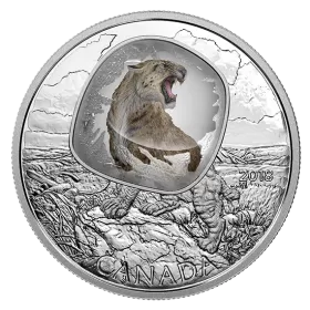 2018 Canadian $20 Frozen in Ice: Scimitar Sabre-tooth Cat - 1 oz Fine Silver Coin