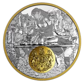 2018 (1918-) Canadian $20 First World War Allies: Great Britain 1 oz Fine Silver & Gold-plated Coin