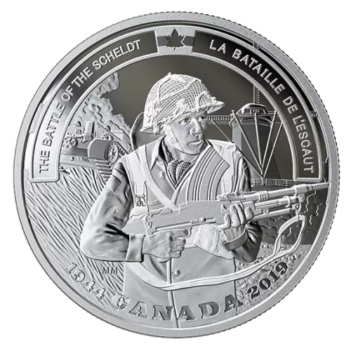 2019 Canadian $20 Second World War Battlefront Series: The Battle of the Scheldt - 1 oz Fine Silver Coin