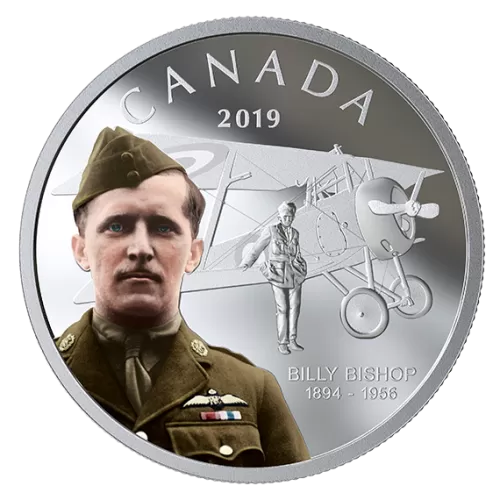 2019 Canadian $20 Billy Bishop - 1 oz Fine Silver Coloured Coin