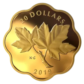 2019 Canadian $20 Iconic Maple Leaves - Fine Silver Gold-plated Scallop Coin