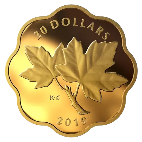 2019 Canadian $20 Iconic Maple Leaves - Fine Silver Gold-plated Scallop Coin