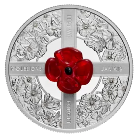 2019 Canadian $20 Lest We Forget - 1 oz Fine Silver & Murano Glass Coin