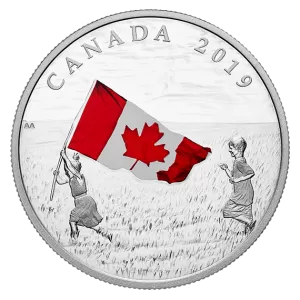 2019 Canadian $20 Canada's National Flag - 1 oz Fine Silver Coloured Coin